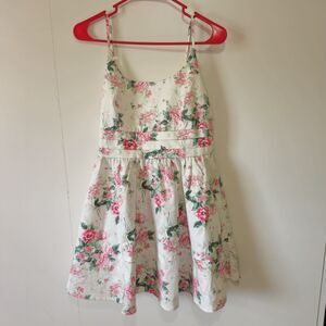 Francesca’s Mi Ami Floral White Pink  Strappy Short Dress Women’s Medium NWT